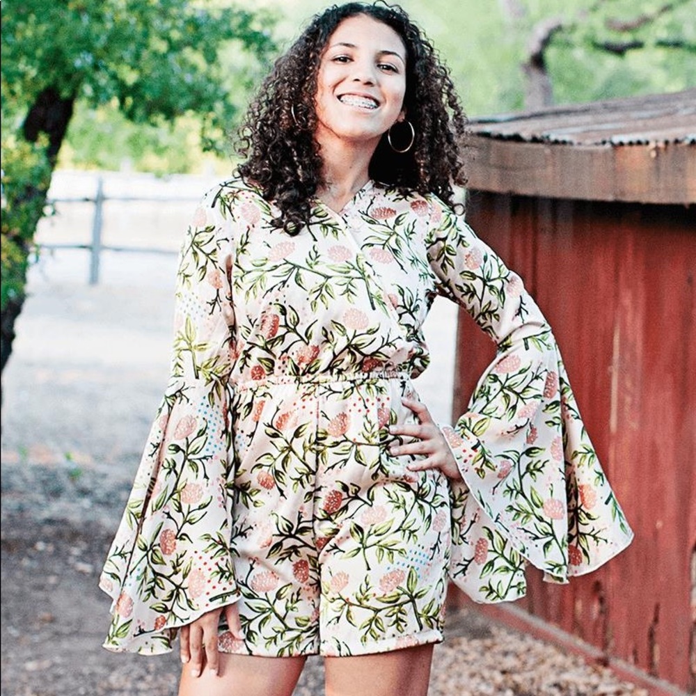 Bell Sleeve Shorts Romper